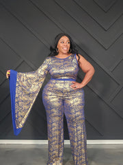 Metallic Gold One Sleeve Jumpsuit