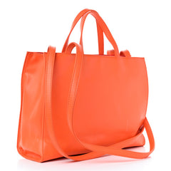 Orange Vegan Leather Large Shopping Bag
