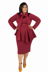 Burgundy Peplum Dress