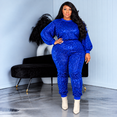 Royal Blue Sequin Jogger