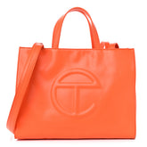 Orange Vegan Leather Large Shopping Bag