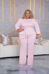 Pink Elisa Peplum Set