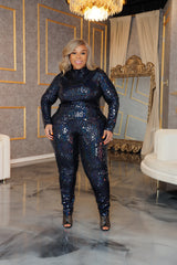 Navy She's Shimmer Catsuit