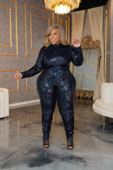 Navy She's Shimmer Catsuit
