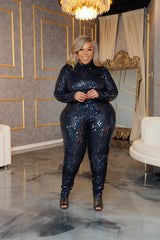 Navy She's Shimmer Catsuit