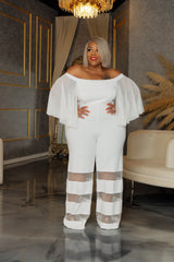 Ivory Gala Mesh Panel Jumpsuit
