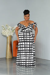 Black Gridlock Tie Dress