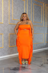 Orange River Tassel Skirt Set