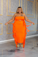 Orange River Tassel Skirt Set