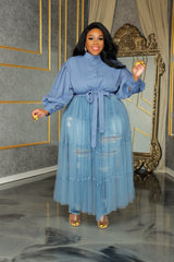 Blue Riley Tulle Top