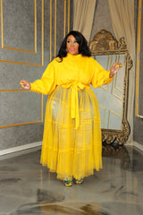 Mustard Riley Tulle Top