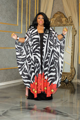 Black & White Print Chiffon Duster
