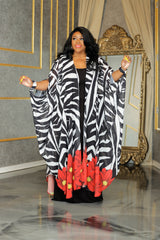 Black & White Print Chiffon Duster