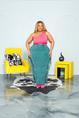 Teal Mineralize Fringe Skirt