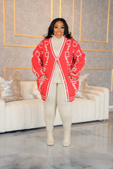 Red Digital Pocket Cardigan