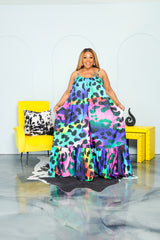 Turquoise Spotted Maxi Dress