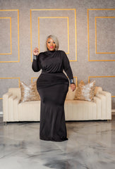 Black Diva Drape Skirt Set