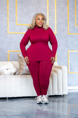 Wine Comfy Turtleneck Set