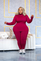 Wine Comfy Turtleneck Set