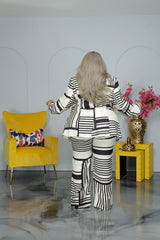 Black Abstract Print Suit