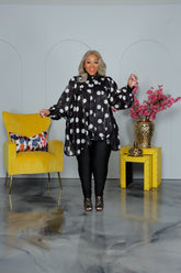 Black Polka Dot Swing Top