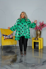 Green Polka Dot Swing Top