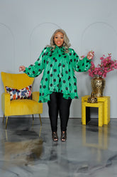 Green Polka Dot Swing Top