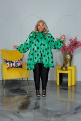 Green Polka Dot Swing Top