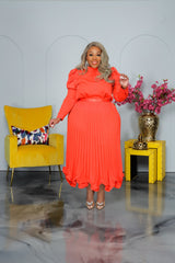 Orange Promise Pleated Skirt Set