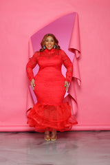 Red Voluptuous Lace Dress