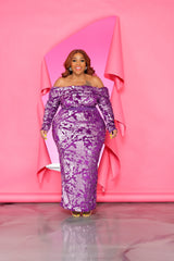 Purple Lady Sequin Skirt Set