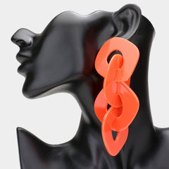 Orange Link Dangles Earrings