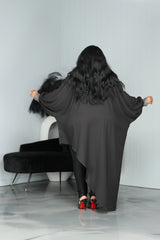 Black Chiffon Asymmetric Top