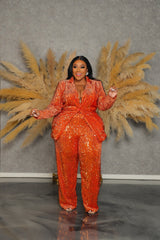 Burnt Orange Hillary Sequin Suit