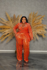 Burnt Orange Hillary Sequin Suit