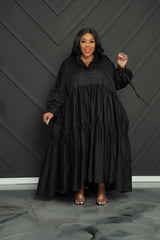 Black Smock Swing Dress