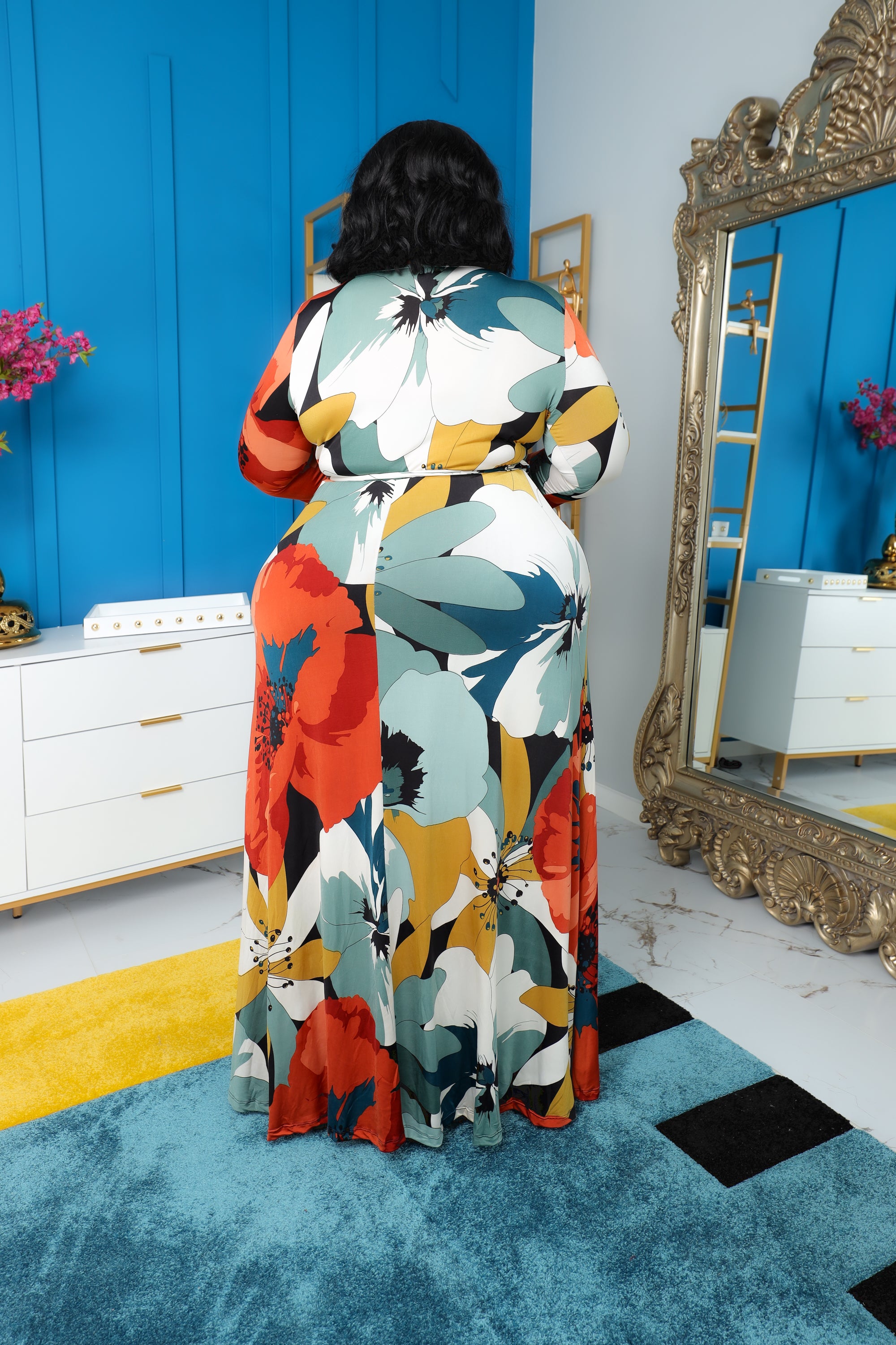Teal Floral Emily Dress