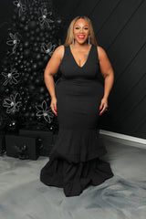 Black Shimmer Tiered Gowm