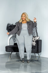 Grey Fringe Leggings