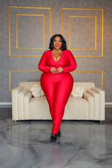 Red Keyona Zipper Disco Catsuit