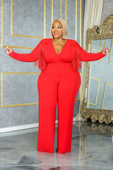 Red Glam Fringe Jumpsuit