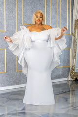 White Whitney Chiffon Draped Gown