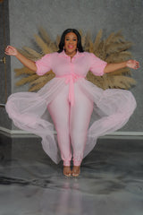 Baby Pink Bishop Tulle Maxi Top