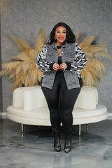 Grey Denim Sweater Jacket