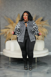 Grey Denim Sweater Jacket