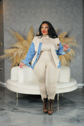 Tan Denim Sweater Jacket