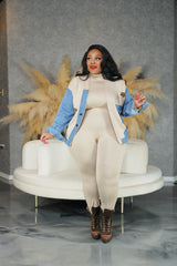 Tan Denim Sweater Jacket