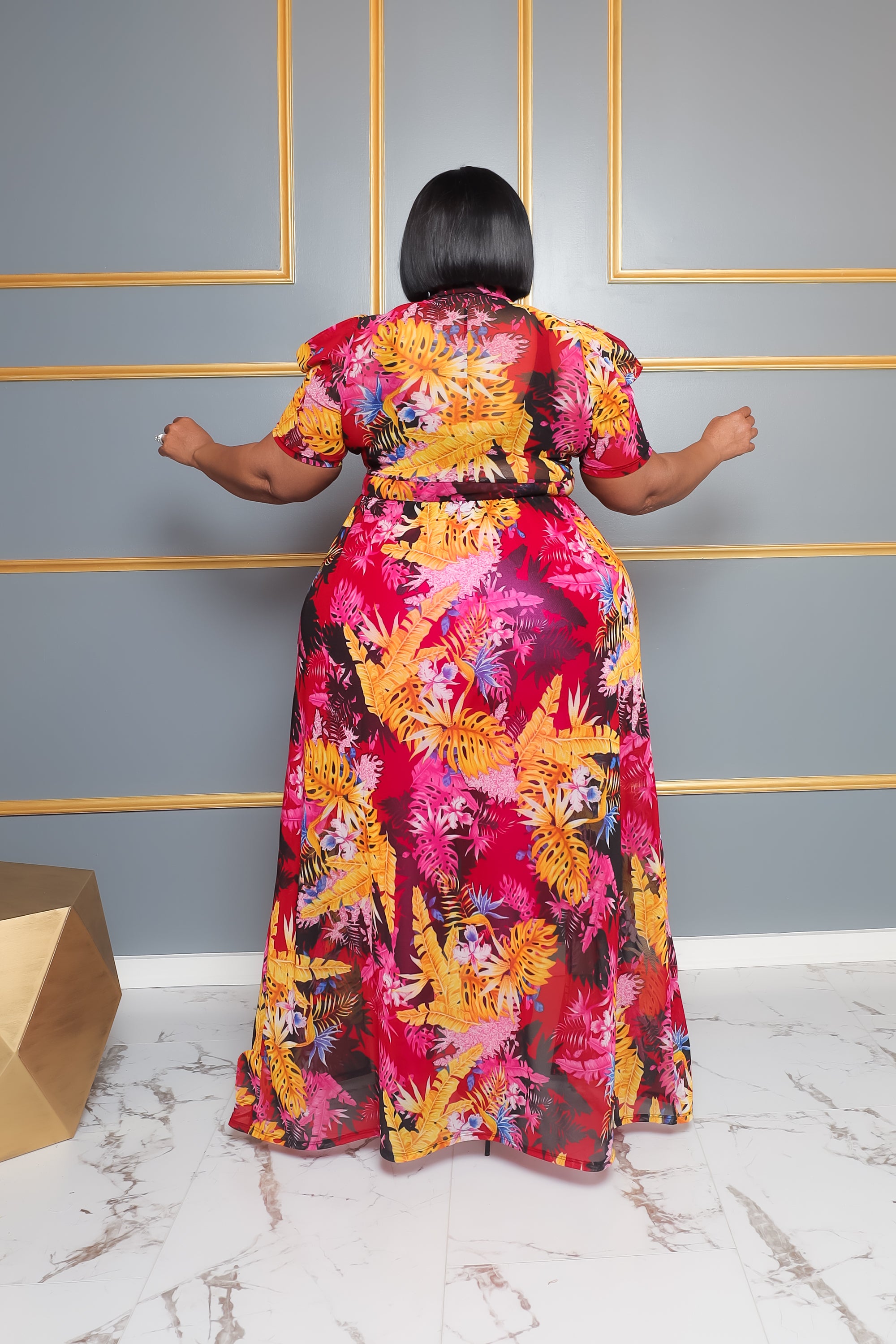 Pink Flower Bomb Maxi Top