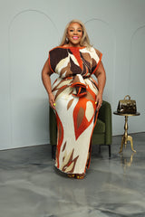 Rust Pop Off Pleated Dress