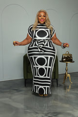 Black Pop Off Pleated Dress